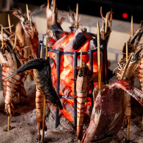 ■2小时畅饮“轻松套餐”——炉端烧和炭烤当地鸡肉，五感尽享【共9道菜】5000日元（含税）