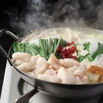 《当日対応!2名様限定セット》もつ鍋や牛ハツの炭火炙りたたき【もつ鍋コース】全7品/3,600円