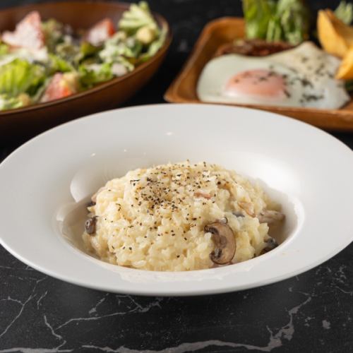 Mushroom and bacon cheese risotto
