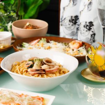 ▼3時間飲み放題付×煙月女子会コース　ローストビーフやチーズリゾットなど<全7品>3500円