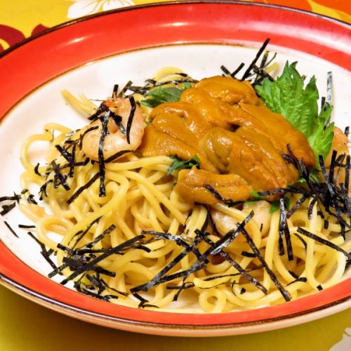 特撰メニュー！ウニとエビのパスタ(和風又はクリームソース)