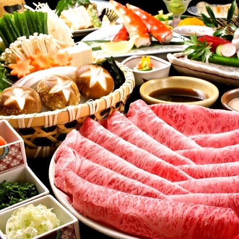 Enjoy shabu-shabu and sukiyaki in a sophisticated space.