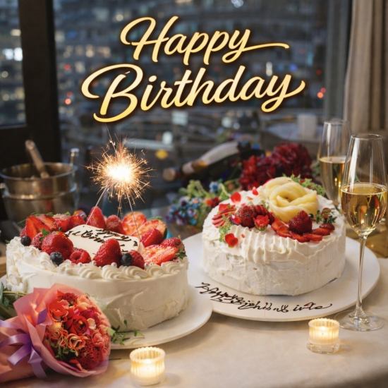 【完全個室でお祝い】名前・花火付バースデープレートサービス★