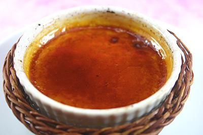 Homemade creme brulee made with carefully selected eggs