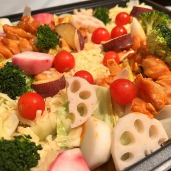 Cheese dakgalbi course with chunky vegetables