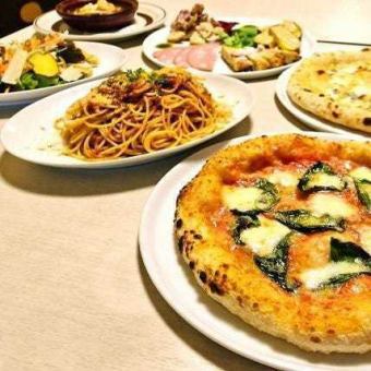 【女子会にお勧め】お料理全8品◎自慢の薪で焼くピッツァと自家製デザート付き 3000円(税込)