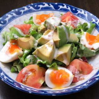 Avocado and soft-boiled egg salad