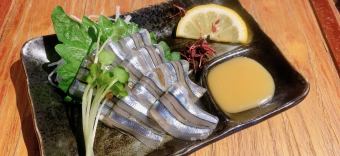 Silver-striped herring sashimi