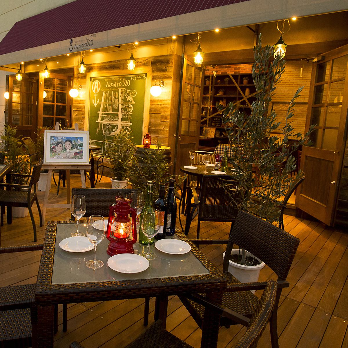 The open terrace on the wooden deck is very popular! Spanish Italian, which is currently in the spotlight ★ Chartered ◎