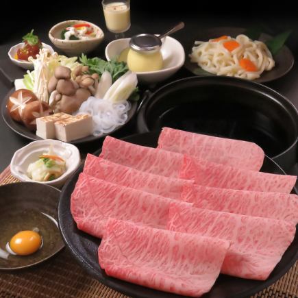[Sukiyaki course "Take"] 6 dishes including sukiyaki made with domestic A5-grade Japanese black beef, 5,940 yen (tax included)