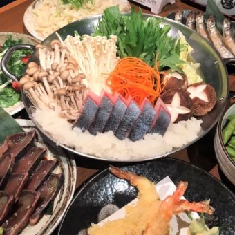 鰤魚雨雪火鍋套餐【附2小時無限暢飲】7道菜品 4,500日圓（含稅）