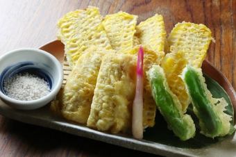 Corn tempura, a specialty of the lion soul