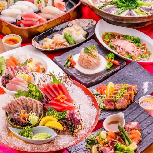 在歡迎會和送別會中很受歡迎♪季節性宴會套餐[最受歡迎]4,500日元/[黑牛肉和生魚片拼盤]5,500日元每天減500日元！
