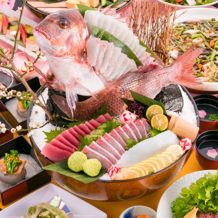 [Recommended for entertaining guests from outside the prefecture] Luxury style! Plates, bonito, Tosa Wagyu beef ♪ [Heisei Restoration course] 2 hours all-you-can-drink