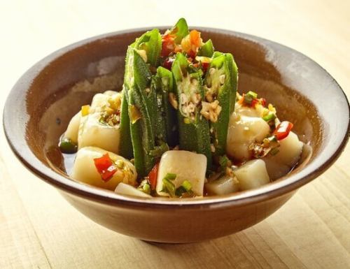 秋葵米豆腐（オクラと餅の湖南風サラダ）