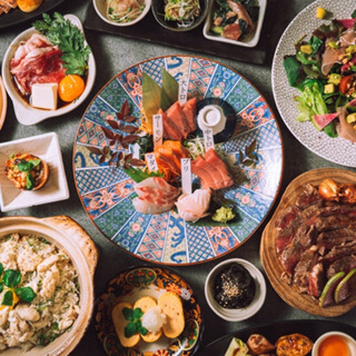 土鍋炊き鯛めしなど全13品のコースもご用意、2時間飲み放題付き!