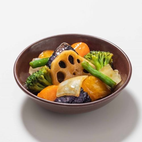 Miniature vegetables with black vinegar sauce