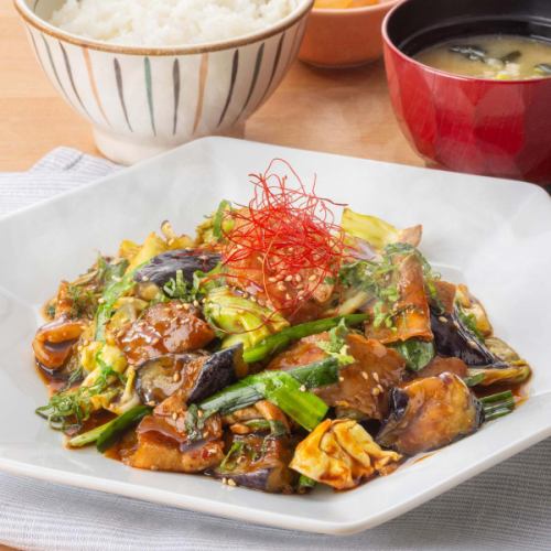 Stir-fried eggplant and pork with rich miso sauce