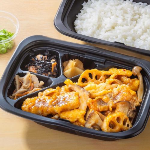 Japanese-style sweet and sour stir-fried conger eel and plenty of mushrooms bento