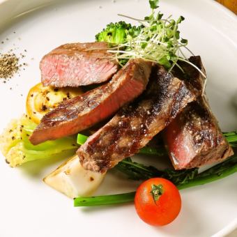 肉の旨味を存分に味わえる！【門崎丑のステーキコース】全5品 生ビール1杯＋2H飲み放題付5000円