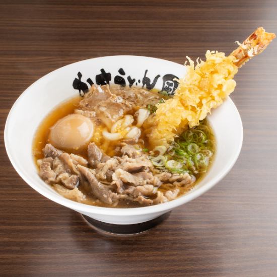 The specialty kasu udon! It's a dashi stock that has a rich and delicious taste that you won't get tired of.