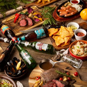 【世界のビール1本付♪】【塊肉サーロイン食べ放題14品食べ放題＆3時間飲放題】6480円→4980円