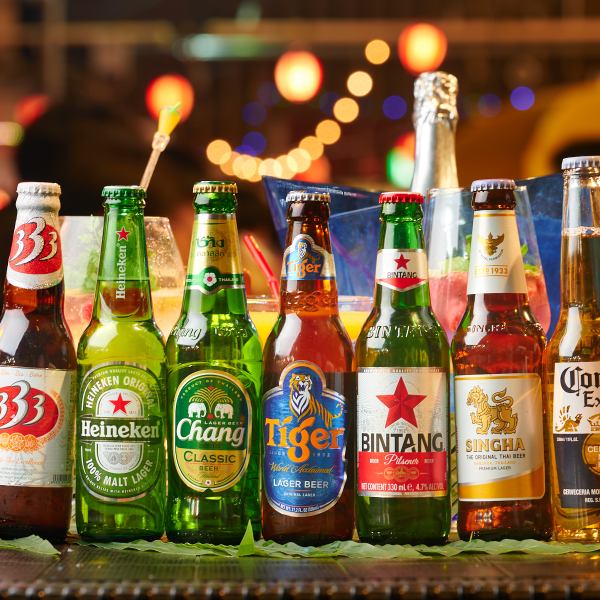 【海外ビールを楽しむ!!】海外ビールは全60種類以上の取り揃え!!手ぶらでバーベキューと共に♪