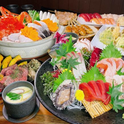 [40th Anniversary Special Banquet] 7-piece sashimi platter, salt-flavored chicken and snow crab chanko hotpot, 10 dishes, 150 minutes all-you-can-drink, 7,000 yen