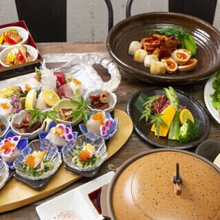 【人気プラン】唐揚げ,魚又は牛肉料理、お造りも！2時間飲み放題付『4,000円(税込)コース』