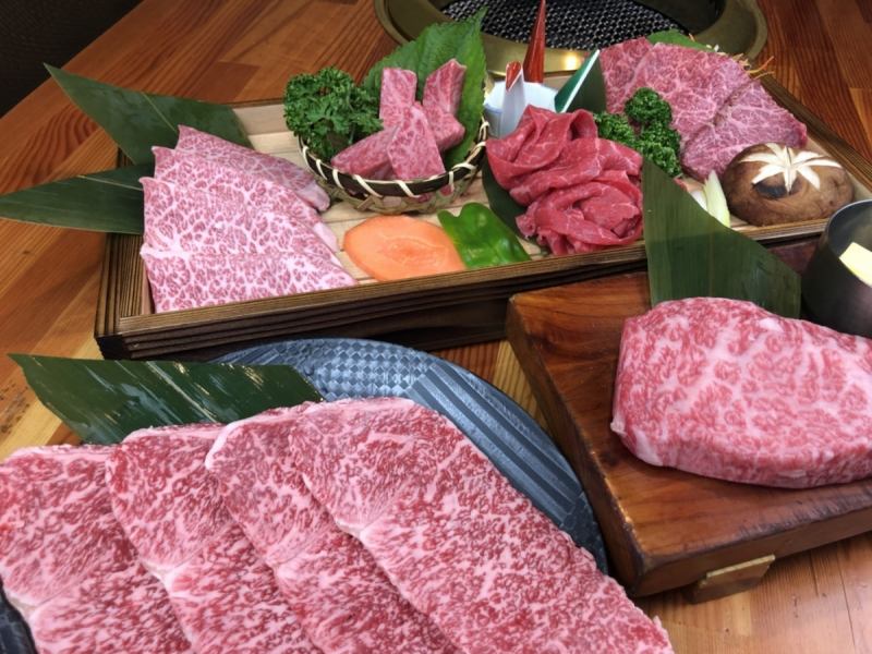 Raw beef at yakiniku restaurant