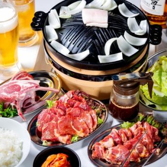 Enjoy Genghis Khan including raw lamb shoulder loin, shoulder shoulder, and lamb chops! 6 dishes in total [3000 yen course]
