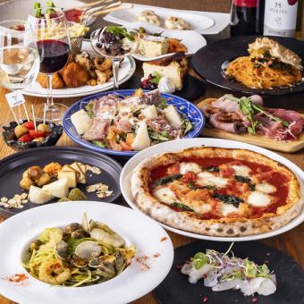 忘年会に！【アルコール2H食べ飲み放題】ピザ・パスタ等全メニューが食べ放題！5000円(税込)