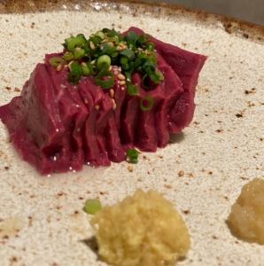 Beef heart sashimi