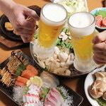 豊富な種類の単品飲み放題が1280円！お仕事帰りのサク飲みに