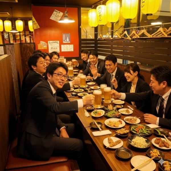 【宴会にぴったりのお席多数】周りを気にせずお楽しみいただける個室風のこの席は最大15名様までご利用OK！お仕事終わりにも最適です。各種ご宴会にもおすすめの掘りごたつ席ももちろんあります♪掘りごたつ席は少人数～最大20名までOK！
