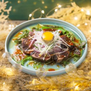 戻り鰹のユッケ風カルパッチョ