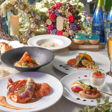 サカナノセカイの贅沢ディナーコース 7,500円※アクアリウム入館料（チャージ）含む