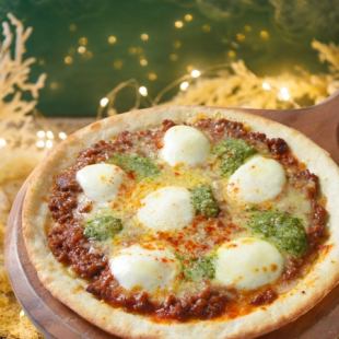 ミートソースのラザニア風ピッツァ