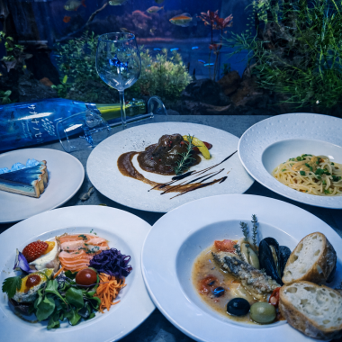 アクアペアコース 全7品（料理のみ）｜4,500円※チャージ込＋1,000円でサプライズプレートも！