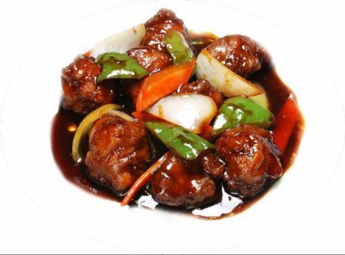 鶏肉の黒酢炒め