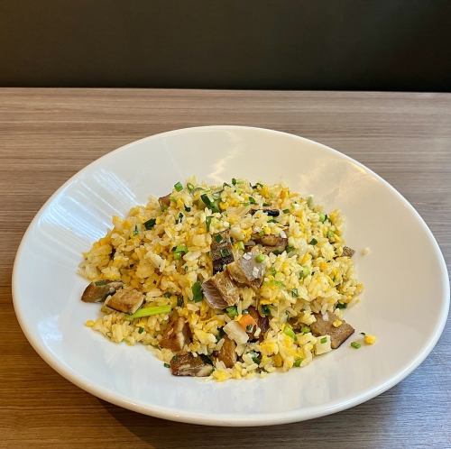 Fried rice with smoked saury and Sichuan pickles