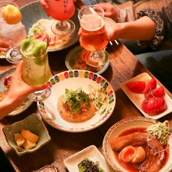 【2時間飲み放題付き】ゴルゴンゾーラのナンピザ・とろとろ角煮・フライドポテトなど≪全9品≫のコース！