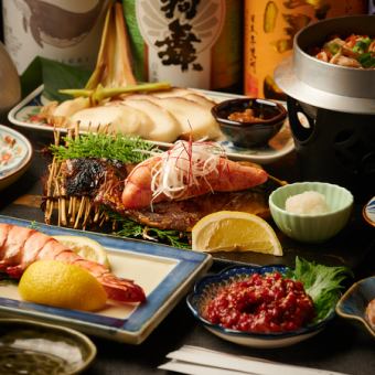 【１２月～年末限定】『稲ノ和コース』銀シャリと明太子としらすの釜飯など全8品3500円