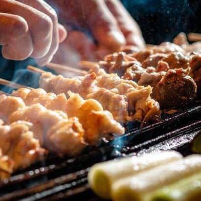 宴会にオススメ!【初代 鳥吟コース】鳥吟自慢の串焼き含む鶏尽くし食事9品+2.5時間飲み放題付 3500円