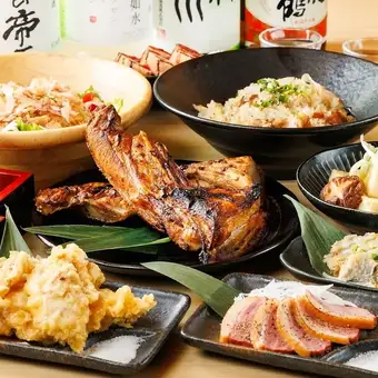【风月套餐】包含炸鸡、豆腐、炸鸡天妇罗等8道菜，工作日2.5小时畅饮：4,480日元（含税）
