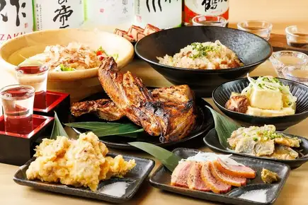 【風月コース】鶏の揚げ出し豆腐や鶏の天ぷらなど8品+平日2.5時間飲み放題 4,480円(税込み)