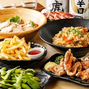  【鶏宴コース】-気軽に飲み放題♪鳥吟自慢の唐揚げ含む6品+2.5時間飲み放題付2980円