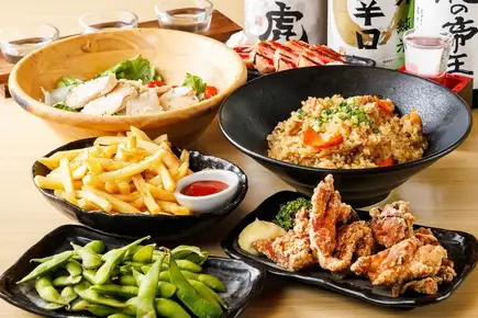  【鶏宴コース】-気軽に飲み放題♪鳥吟自慢の唐揚げ含む6品+2.5時間飲み放題付2980円