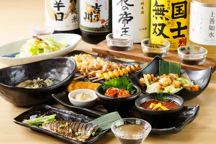 【五福神コース-GOFUKUJIN-】日本酒5種のペアリング&全9品+2.5時間飲み放題6480円⇒5480円
