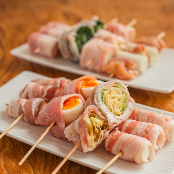 ＼＼ゼロカロリー？ハイカロリー？／／【男女問わず人気の一品♪】野菜巻き串　240円(税込)～